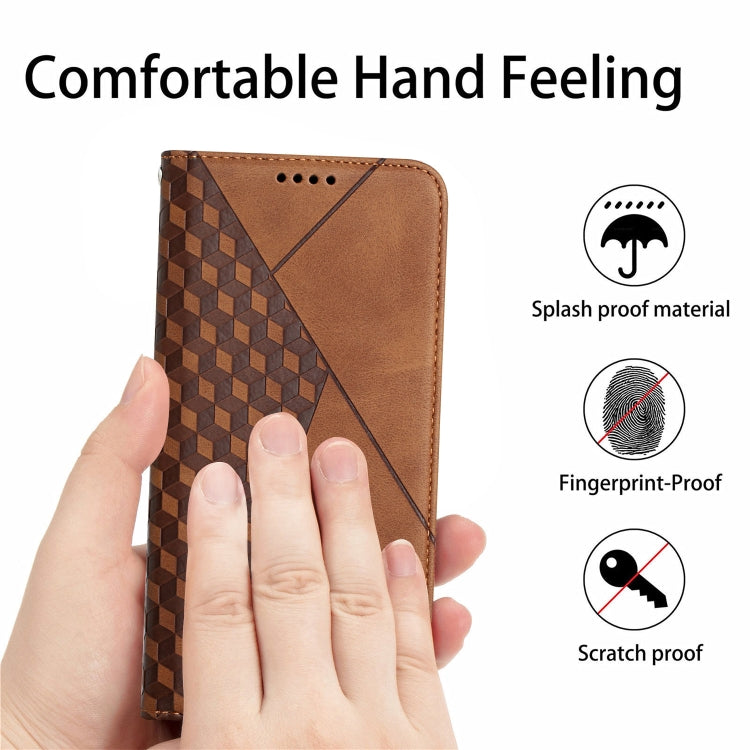 For iPhone 11 Diamond Pattern Splicing Skin Feel Magnetic Horizontal Flip Leather Case with Card Slots & Holder & Wallet (Brown) - iPhone 11 Cases by buy2fix | Online Shopping UK | buy2fix