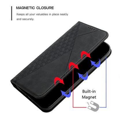 For iPhone 11 Diamond Pattern Splicing Skin Feel Magnetic Horizontal Flip Leather Case with Card Slots & Holder & Wallet (Black) - iPhone 11 Cases by buy2fix | Online Shopping UK | buy2fix