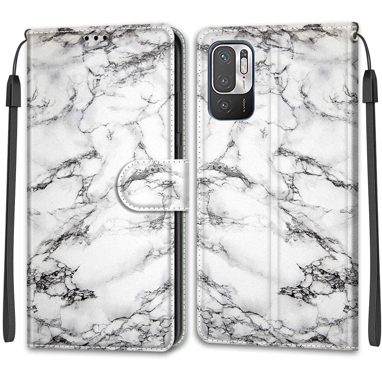 Voltage Coloured Drawing Magnetic Clasp Horizontal Flip PU Leather Case with Holder & Card Slots For Xiaomi Redmi Note 10 5G(C01 White Marble) - Xiaomi Cases by buy2fix | Online Shopping UK | buy2fix