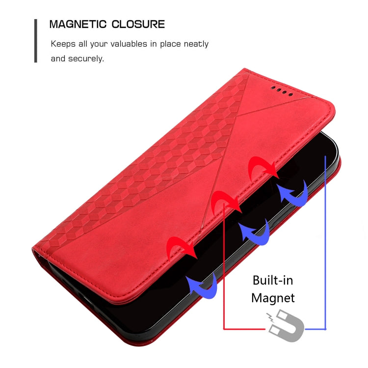 For Samsung Galaxy S21 Ultra 5G Diamond Pattern Splicing Skin Feel Magnetic Horizontal Flip Leather Case with Card Slots & Holder & Wallet(Red) - Galaxy S21 Ultra 5G Cases by buy2fix | Online Shopping UK | buy2fix