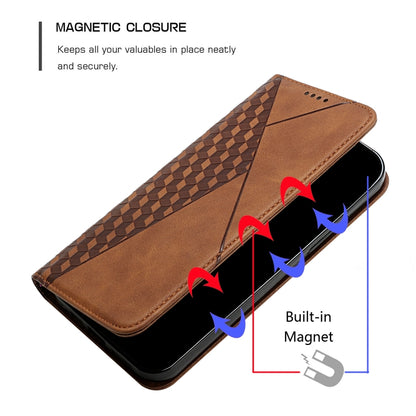 For OPPO Realme 6i / 5 Diamond Pattern Splicing Skin Feel Magnetic Horizontal Flip Leather Case with Card Slots & Holder & Wallet(Brown) - Realme Cases by buy2fix | Online Shopping UK | buy2fix