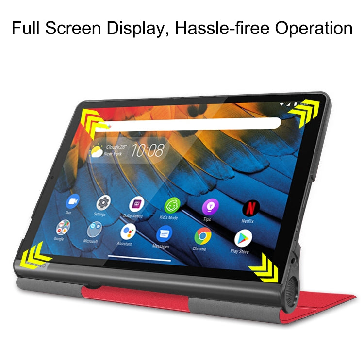 For Lenovo Yoga Smart Tab Custer Texture Horizontal Flip Leather Case with Two-folding Holder(Red) - Lenovo by buy2fix | Online Shopping UK | buy2fix