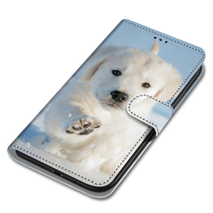 For Huawei P50 Coloured Drawing Cross Texture Horizontal Flip PU Leather Case with Holder & Card Slots & Wallet & Lanyard(Snow Puppy) - Huawei Cases by buy2fix | Online Shopping UK | buy2fix