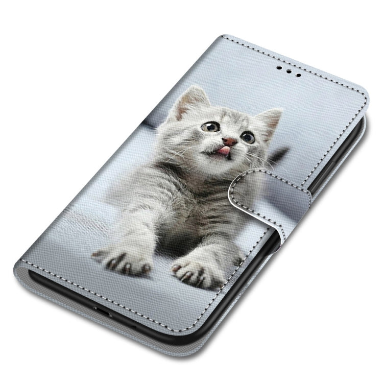 For Huawei P50 Pro Coloured Drawing Cross Texture Horizontal Flip PU Leather Case with Holder & Card Slots & Wallet & Lanyard(Small Gray Cat) - Huawei Cases by buy2fix | Online Shopping UK | buy2fix