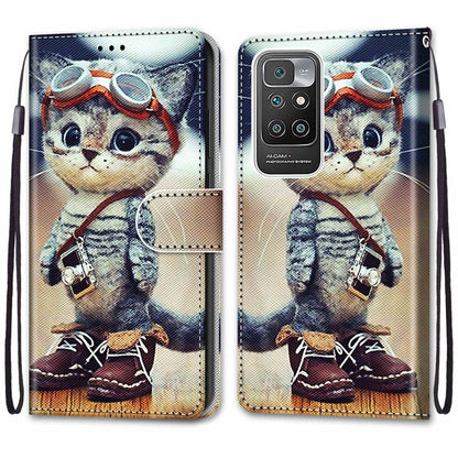 For Xiaomi Redmi 10 Coloured Drawing Cross Texture Horizontal Flip PU Leather Case with Holder & Card Slots & Wallet & Lanyard(Leather Shoes Cat) - Xiaomi Cases by buy2fix | Online Shopping UK | buy2fix