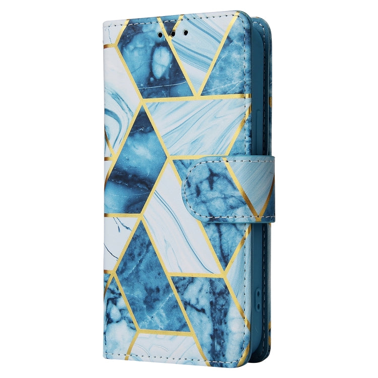 For iPhone 13 Marble Bronzing Stitching Horizontal Flip PU Leather Case with Holder & Card Slots & Wallet & Photo Frame(Blue) - iPhone 13 Cases by buy2fix | Online Shopping UK | buy2fix