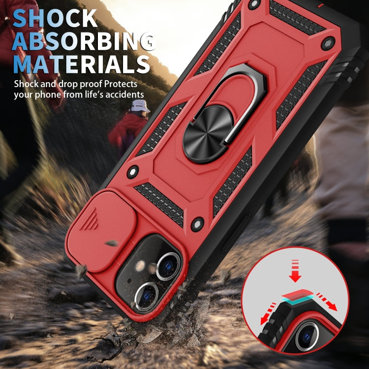 For iPhone 11 Sliding Camera Cover Design TPU + PC Protective Case with 360 Degree Rotating Holder & Card Slot (Red+Black) - iPhone 11 Cases by buy2fix | Online Shopping UK | buy2fix