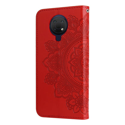 For Nokia G10 / G20 / 6.3 7-petal Flowers Embossing Pattern Horizontal Flip PU Leather Case with Holder & Card Slots & Wallet & Photo Frame(Red) - Nokia Cases by buy2fix | Online Shopping UK | buy2fix
