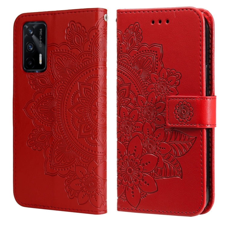 For OPPO Realme GT Master / Realme Q3 Pro 7-petal Flowers Embossing Pattern Horizontal Flip PU Leather Case with Holder & Card Slots & Wallet & Photo Frame(Red) - Realme Cases by buy2fix | Online Shopping UK | buy2fix