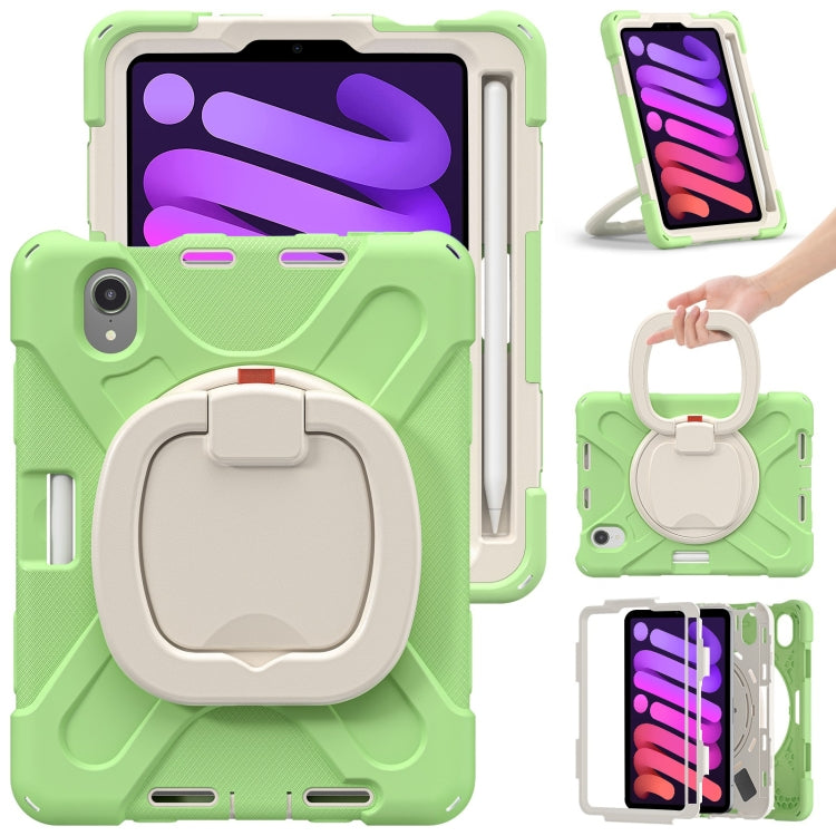 For iPad mini 6 Silicone + PC Protective Tablet Case with Holder & Shoulder Strap(Matcha Green) - iPad mini 6 Cases by buy2fix | Online Shopping UK | buy2fix