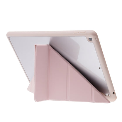 For iPad 10.2 2021 / 2020 / 2019 Deformation Transparent Acrylic Horizontal Flip PU Leather Case with Multi-folding Holder & Sleep / Wake-up Function & Pen Slot(Rose Gold) - iPad 10.2 Cases by buy2fix | Online Shopping UK | buy2fix