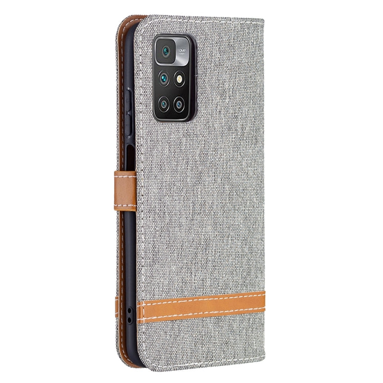 For Xiaomi Redmi 10 Color Matching Denim Texture Leather Case with Holder & Card Slots & Wallet & Lanyard(Grey) - Xiaomi Cases by buy2fix | Online Shopping UK | buy2fix