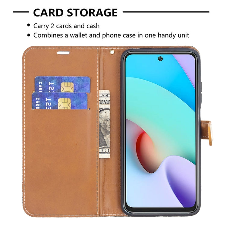 For Xiaomi Redmi 10 Color Matching Denim Texture Leather Case with Holder & Card Slots & Wallet & Lanyard(Grey) - Xiaomi Cases by buy2fix | Online Shopping UK | buy2fix