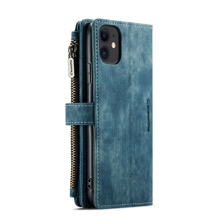 For iPhone 11 CaseMe-C30 PU + TPU Multifunctional Horizontal Flip Leather Case with Holder & Card Slot & Wallet & Zipper Pocket (Blue) - iPhone 11 Cases by CaseMe | Online Shopping UK | buy2fix