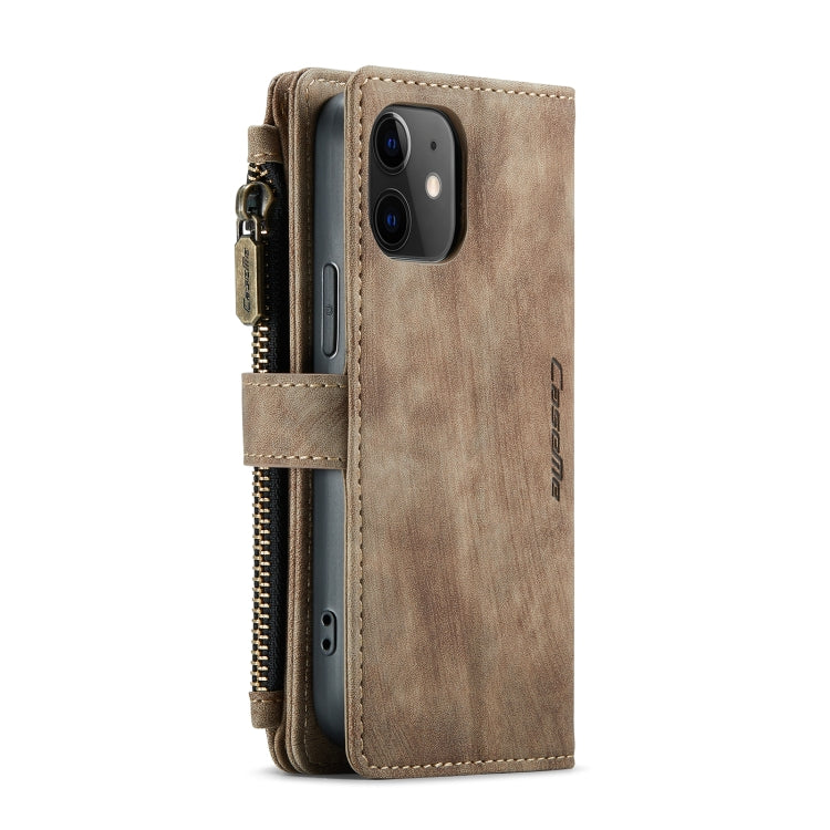 For iPhone 12 mini CaseMe-C30 PU + TPU Multifunctional Horizontal Flip Leather Case with Holder & Card Slot & Wallet & Zipper Pocket (Brown) - iPhone 12 mini Cases by CaseMe | Online Shopping UK | buy2fix