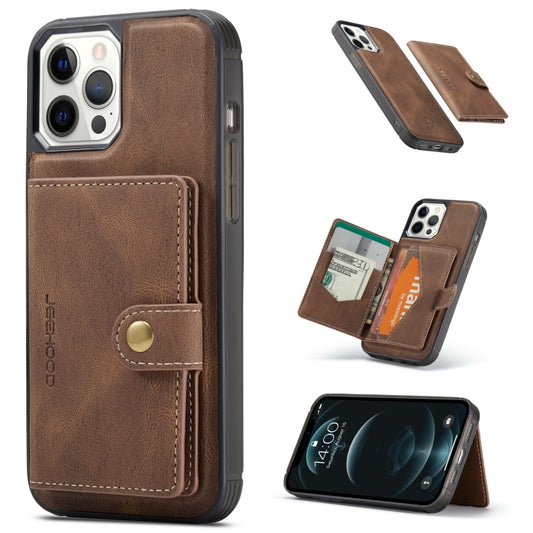 For iPhone 13 JEEHOOD Retro Magnetic Detachable Protective Case with Wallet & Card Slot & Holder(Brown) - iPhone 13 Cases by JEEHOOD | Online Shopping UK | buy2fix
