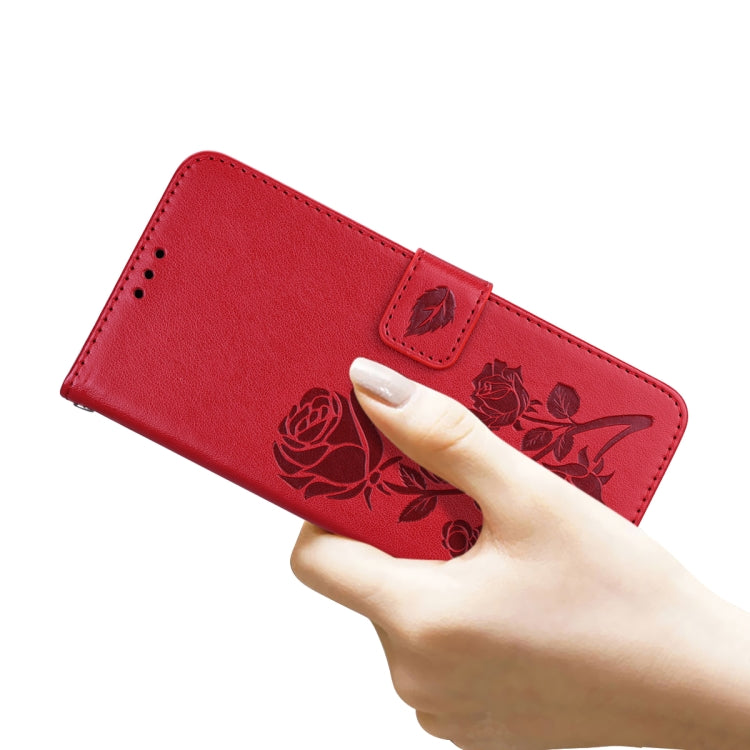 For iPhone 13 Rose Embossed Horizontal Flip PU Leather Case with Holder & Card Slots & Wallet(Red) - iPhone 13 Cases by buy2fix | Online Shopping UK | buy2fix