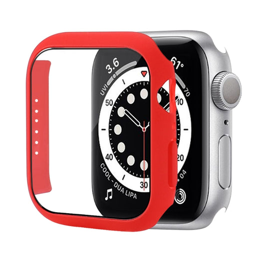 Shockproof PC Protective Case with Tempered Glass Film For Apple Watch Series 8 / 7 45mm(Red) - Watch Cases by buy2fix | Online Shopping UK | buy2fix