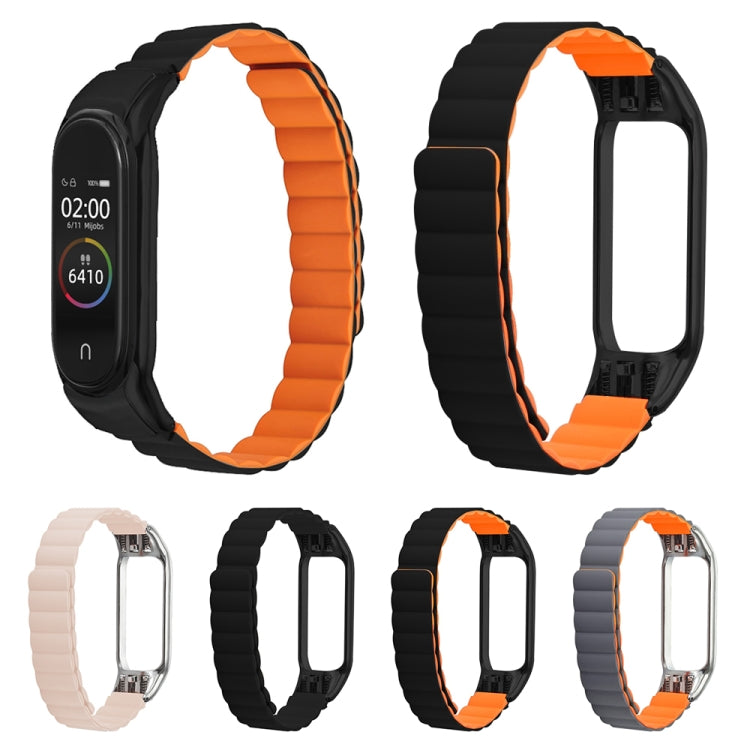 For Xiaomi Mi Band 4 / 3 Silicone Magnetic Watch Band(Black Orange) - Watch Bands by buy2fix | Online Shopping UK | buy2fix