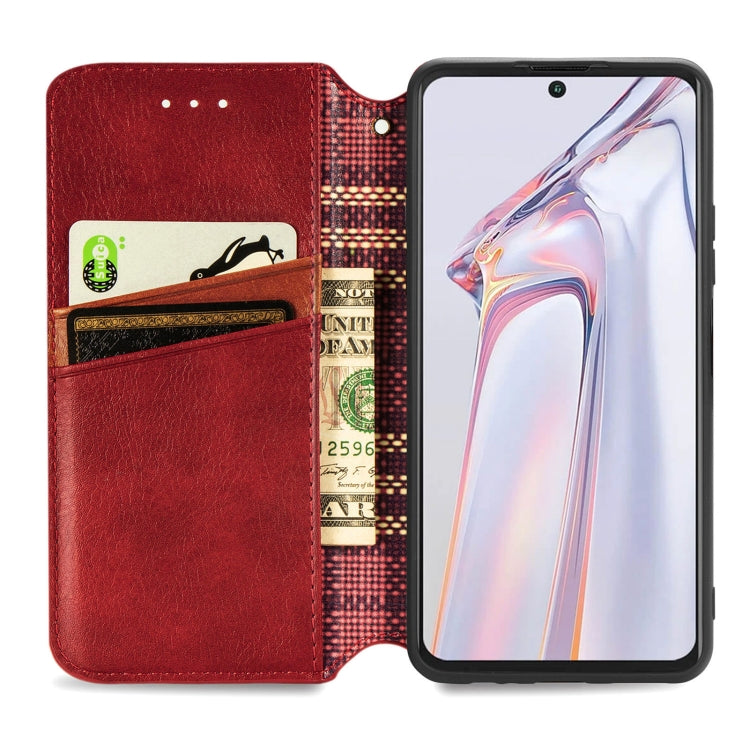 For Blackview A100 Cubic Grid Pressed Horizontal Flip Magnetic PU Leather Case with Holder & Card Slots & Wallet(Red) - More Brand by buy2fix | Online Shopping UK | buy2fix