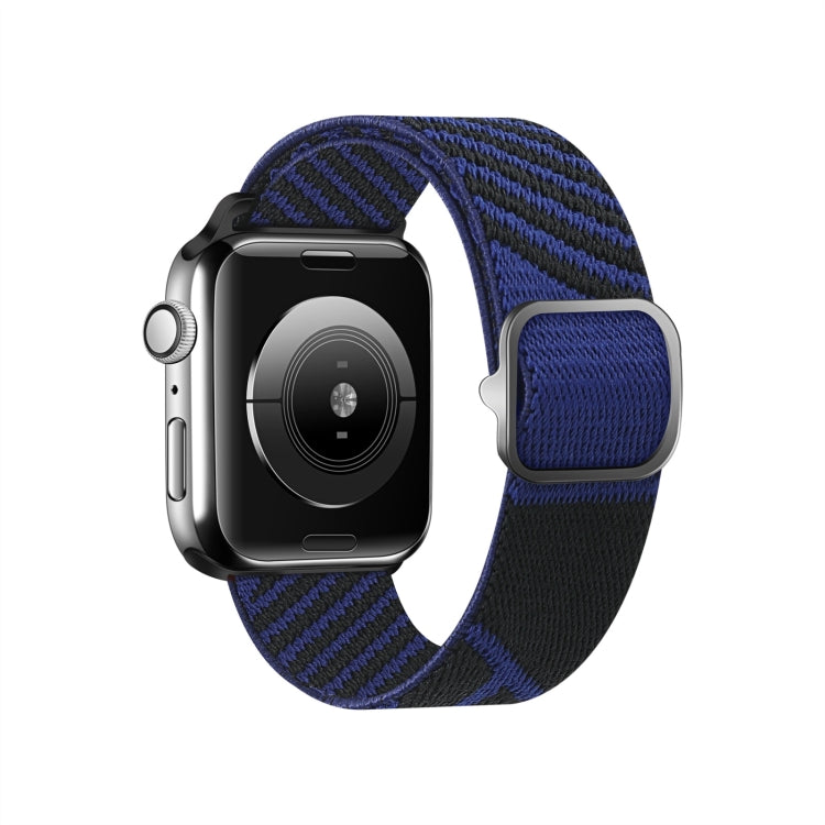 Two-color Nylon Braid Watch Band For Apple Watch Ultra 49mm&Watch Ultra 2 49mm / Series 9&8&7 45mm / SE 3&SE 2&6&SE&5&4 44mm / 3&2&1 42mm(Black Sapphire Blue) - Watch Bands by buy2fix | Online Shopping UK | buy2fix