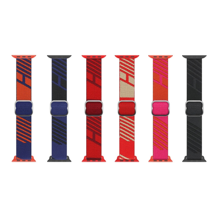 Two-color Nylon Braid Watch Band For Apple Watch Ultra 49mm&Watch Ultra 2 49mm / Series 9&8&7 45mm / SE 3&SE 2&6&SE&5&4 44mm / 3&2&1 42mm(Kraft Paper Red) - Watch Bands by buy2fix | Online Shopping UK | buy2fix