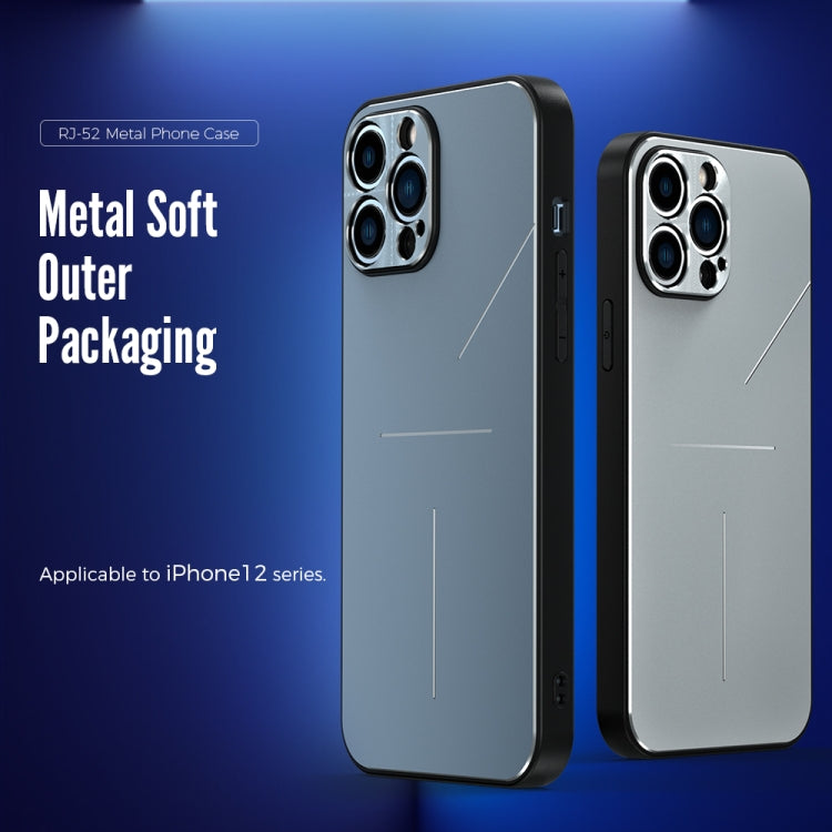 For iPhone 12 R-JUST RJ-52 3-Line Style Metal TPU Shockproof Protective Case(Silver) - iPhone 12 / 12 Pro Cases by R-JUST | Online Shopping UK | buy2fix