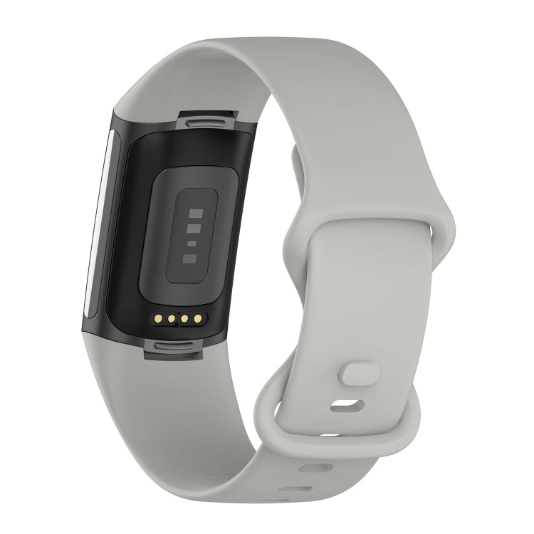 For Fitbit Charge 5 Silicone Watch Band, Size:S(Rock Grey) - Watch Bands by buy2fix | Online Shopping UK | buy2fix