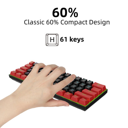 HXSJ V900 61 Keys Cool Lighting Effect Mechanical Wired Keyboard (Black Red) - Wired Keyboard by HXSJ | Online Shopping UK | buy2fix