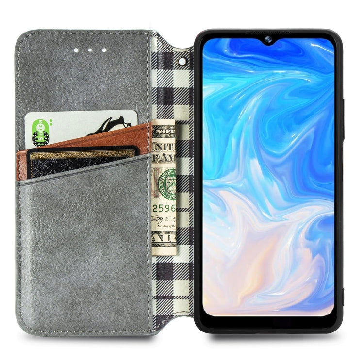 For Doogee N40 Pro Cubic Grid Pressed Horizontal Flip Magnetic Leather Case with Holder & Card Slots & Wallet(Grey) - More Brand by buy2fix | Online Shopping UK | buy2fix