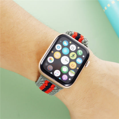 Adjustable Striped Woven Nylon Strap Watch Band For Apple Watch Ultra 49mm&Watch Ultra 2 49mm / Series 9&8&7 45mm / SE 3&SE 2&6&SE&5&4 44mm / 3&2&1 42mm(Black Orange) - Watch Bands by buy2fix | Online Shopping UK | buy2fix