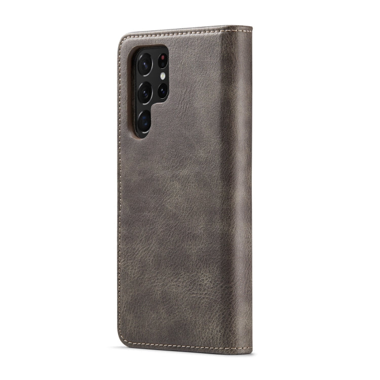 For Samsung Galaxy S22 Ultra 5G DG.MING Crazy Horse Texture Detachable Magnetic Leather Phone Case(Grey) - Galaxy S22 Ultra 5G Cases by DG.MING | Online Shopping UK | buy2fix