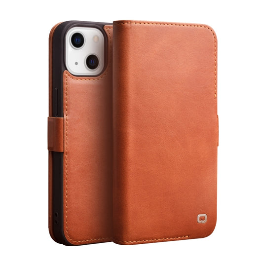 For iPhone 13 QIALINO Magnetic Buckle Leather Phone Case(Brown) - iPhone 13 Cases by QIALINO | Online Shopping UK | buy2fix