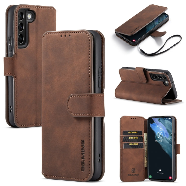 For Samsung Galaxy S22+ DG.MING Retro Oil Side Horizontal Flip Leather Case with Holder & Card Slots & Wallet(Coffee) - Galaxy S22+ 5G Cases by DG.MING | Online Shopping UK | buy2fix