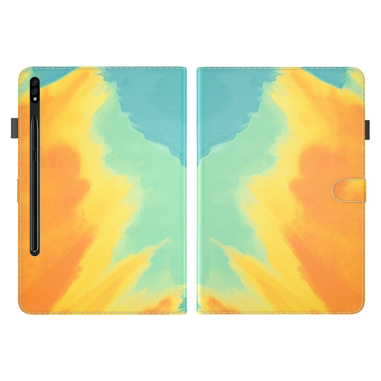 For Samsung Galaxy Tab S9 Watercolor Pattern Flip Leather Tablet Case(Autumn Leaves) - Galaxy Tab S9 Cases by buy2fix | Online Shopping UK | buy2fix