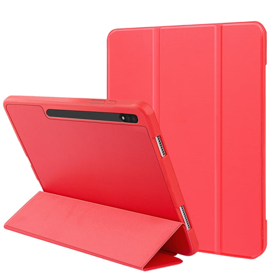 For Samsung Galaxy Tab S8+ / X800 3-folding Honeycomb TPU Smart Leather Tablet Case(Red) - Tab S7+ T970 / T976B by buy2fix | Online Shopping UK | buy2fix