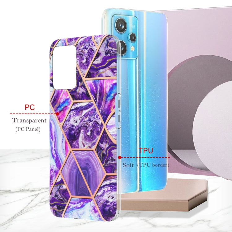 For OPPO Realme 9 Pro+ 5G Electroplating IMD Splicing Marble TPU Phone Case(Dark Purple) - Realme Cases by buy2fix | Online Shopping UK | buy2fix