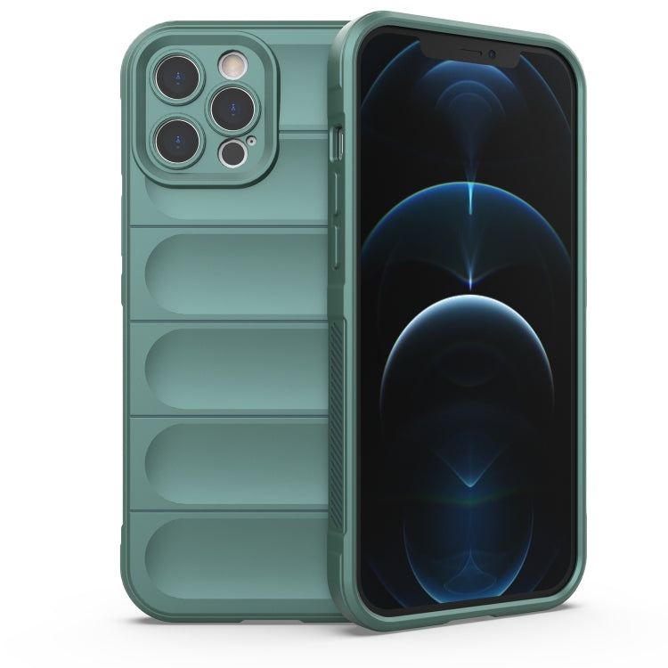 For iPhone 12 Pro Max Magic Shield TPU + Flannel Phone Case(Dark Green) - iPhone 12 Pro Max Cases by buy2fix | Online Shopping UK | buy2fix