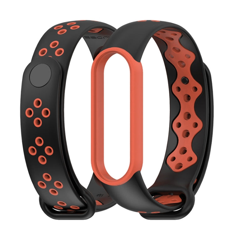 For Xiaomi Mi Band 5/6/7 Mijobs Sport Two-color TPU Watch Band(Black+Orange) - Watch Bands by MIJOBS | Online Shopping UK | buy2fix