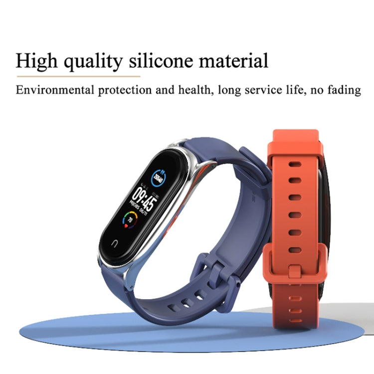 For Xiaomi Mi Band 3/4/5/6 Mijobs CS Silicone Waterproof Watch Band(Midnight Blue+Silver) - Watch Bands by MIJOBS | Online Shopping UK | buy2fix