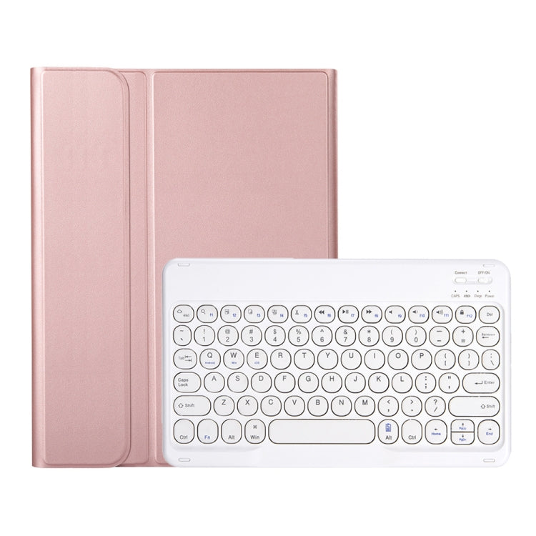 YA700B Lambskin Texture Voltage Round Keycap Bluetooth Keyboard Leather Case For Samsung Galaxy Tab S8 11 inch SM-X700 / SM-X706 & S7 11 inch SM-X700 / SM-T875(Rose Gold) - Samsung Keyboard by buy2fix | Online Shopping UK | buy2fix