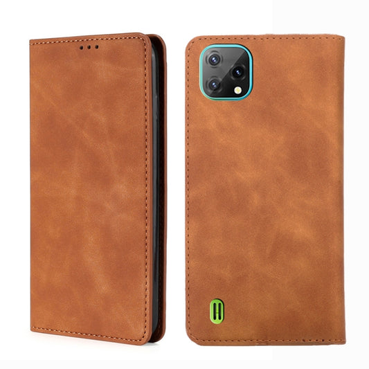 For Blackview A55 Skin Feel Magnetic Horizontal Flip Leather Phone Case(Light Brown) - More Brand by buy2fix | Online Shopping UK | buy2fix