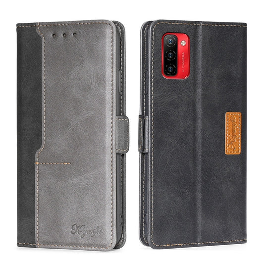 For Ulefone Note 12P Contrast Color Side Buckle Leather Phone Case(Black + Grey) - Ulefone Cases by buy2fix | Online Shopping UK | buy2fix