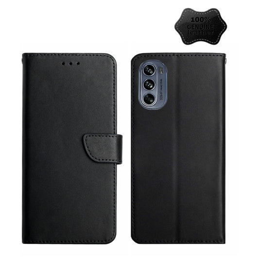 For Motorola Moto G62 5G Genuine Leather Fingerprint-proof Horizontal Flip Phone Case(Black) - Motorola Cases by buy2fix | Online Shopping UK | buy2fix