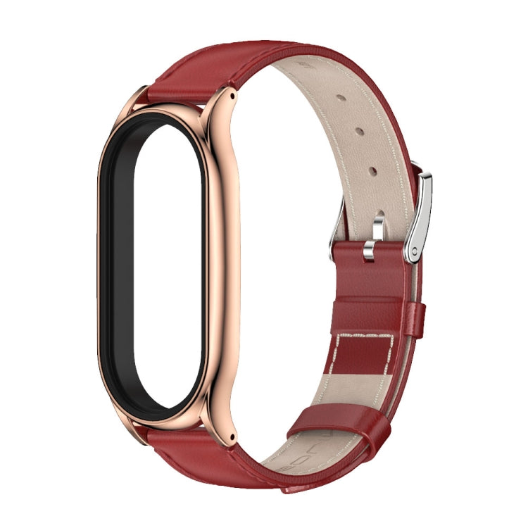 For Xiaomi Mi Band 7 / 7 NFC MIJOBS Plus Genuine Leather Watch Band(Red Rose Gold) - Watch Bands by MIJOBS | Online Shopping UK | buy2fix