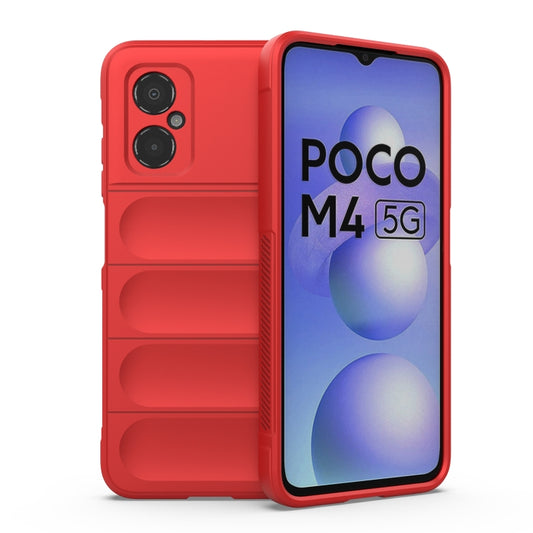 For Xiaomi Poco M4 5G Magic Shield TPU + Flannel Phone Case(Red) - Xiaomi Cases by buy2fix | Online Shopping UK | buy2fix