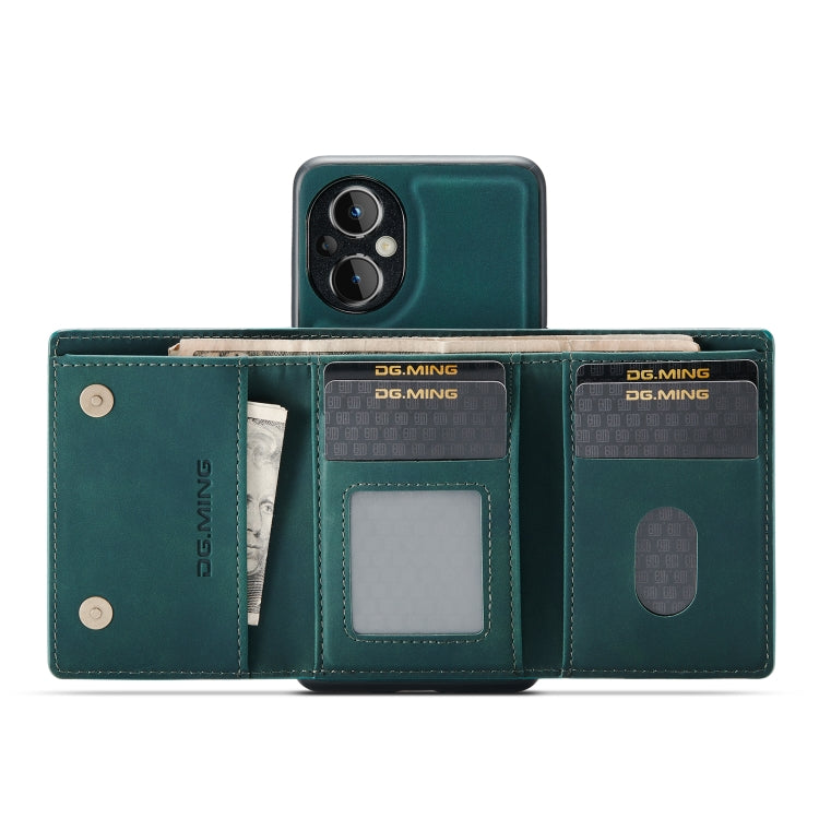 For OnePlus Nord N20 5G DG.MING M1 Series 3-Fold Multi Card Wallet + Magnetic Phone Case(Green) - OnePlus Cases by DG.MING | Online Shopping UK | buy2fix