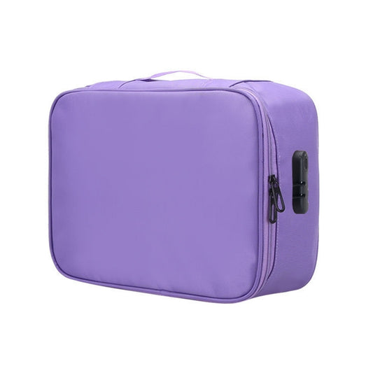 Multifunctional Thickened Large-capacity Document Storage Bag, Specification:Three Layers with Password Lock(Purple) - Digital Storage Bag by buy2fix | Online Shopping UK | buy2fix