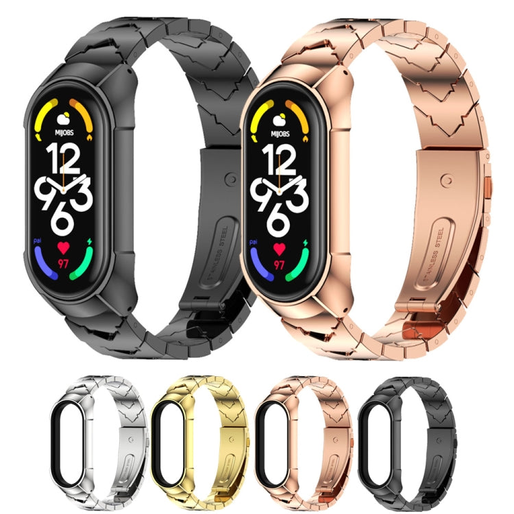 For Xiaomi Mi Band 7 / 7 NFC MIJOBS Stainless Steel Watch Band, Style:TF2 V Type(Rose Gold) - Watch Bands by MIJOBS | Online Shopping UK | buy2fix