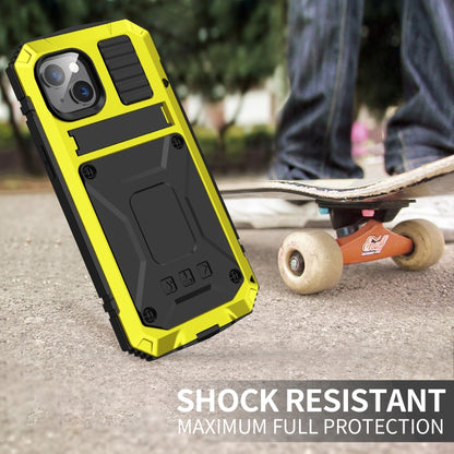 For iPhone 14 Plus R-JUST Shockproof Waterproof Dust-proof Case with Holder (Yellow) - iPhone 14 Plus Cases by R-JUST | Online Shopping UK | buy2fix